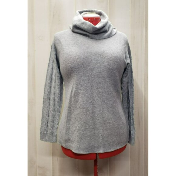 Talbots 100% Cashmere Cowl Neck Sweater, Gray, Long Sleeve, Women's Medium - Picture 1 of 9